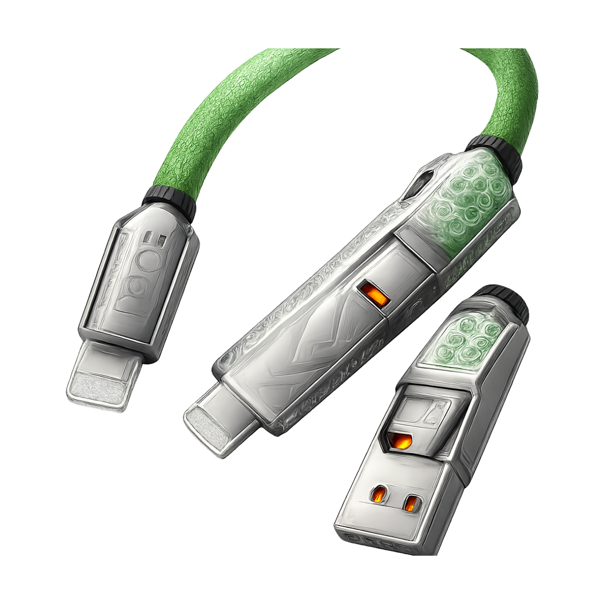 240W 4-in-1 Super Fast Charging Data Cable USB-C To Type-C Zinc Alloy Cable for Iphone Samsung Xiaomi Multi Port Charging Cable-bg-clean 240W 4-in-1 zinc alloy USB-C fast charging cable