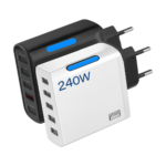 240W USB-C fast charger with 5 ports in white color