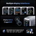 Side view of ASOMETECH 240W GaN 6-port desktop fast charger with ambient lighting