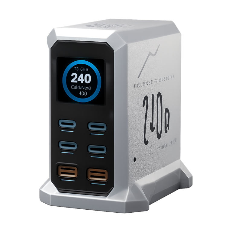 ASOMETECH 240W GaN 6-port desktop charger with USB-C and USB-A ports