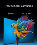 Angled view of curved 27 inch gaming monitor