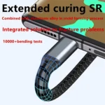 Transparent 3-in-1 100W fast charging cable with Type-C, USB, and Micro USB