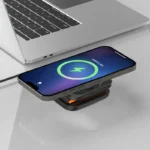 Top view of 3-in-1 foldable magnetic wireless charger with USB Type-C cable