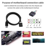 Side angle of 3.5 inch mini secondary screen connected via USB-C