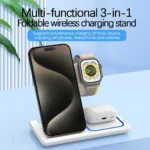Foldable 3-in-1 wireless charging station in black