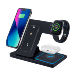 30W 3-in-1 wireless charger stand with iPhone and Apple Watch