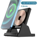 Wireless charging dock showing vertical phone charging position