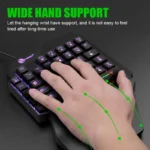 Backlit keys on 35-key one-handed mini gaming keyboard TEUCER