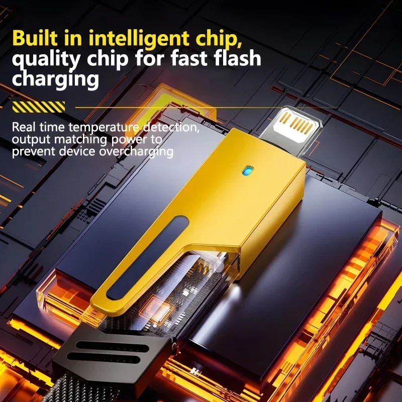 Durable 4-in-1 fast charging cable with PD 27W and 65W support