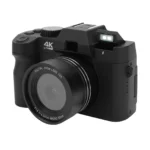 Side angle of 4K mirrorless camera showing lens mount