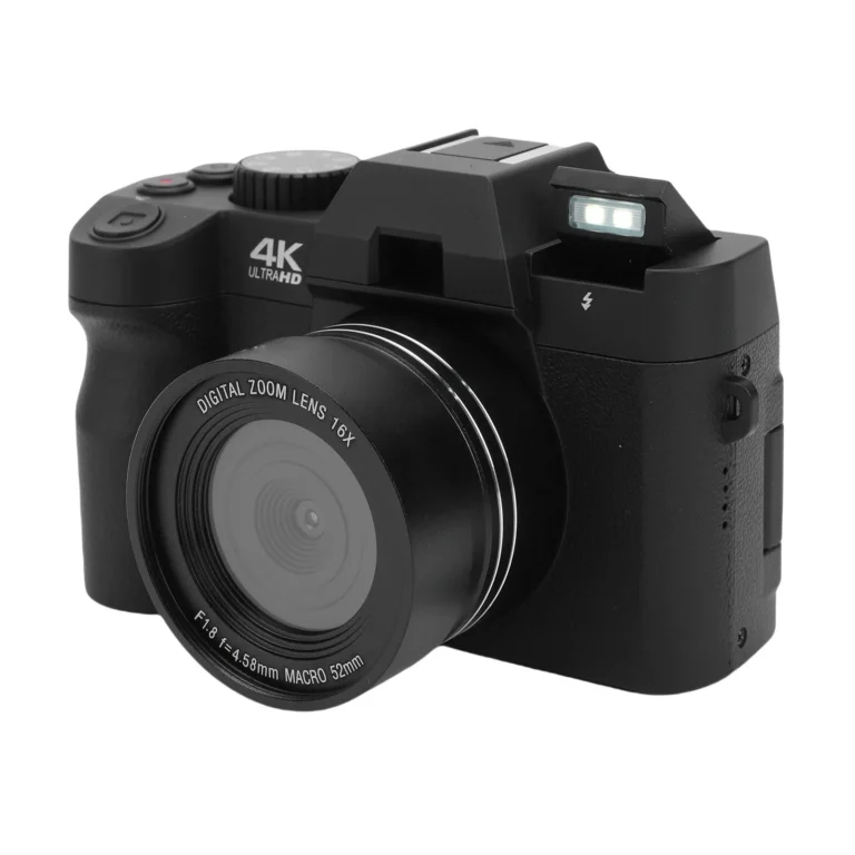 Side angle of 4K mirrorless camera showing lens mount