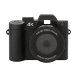 Front view of 4K 48MP mirrorless camera with 16X zoom