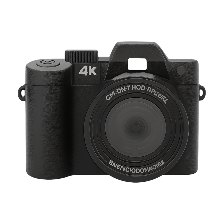Front view of 4K 48MP mirrorless camera with 16X zoom