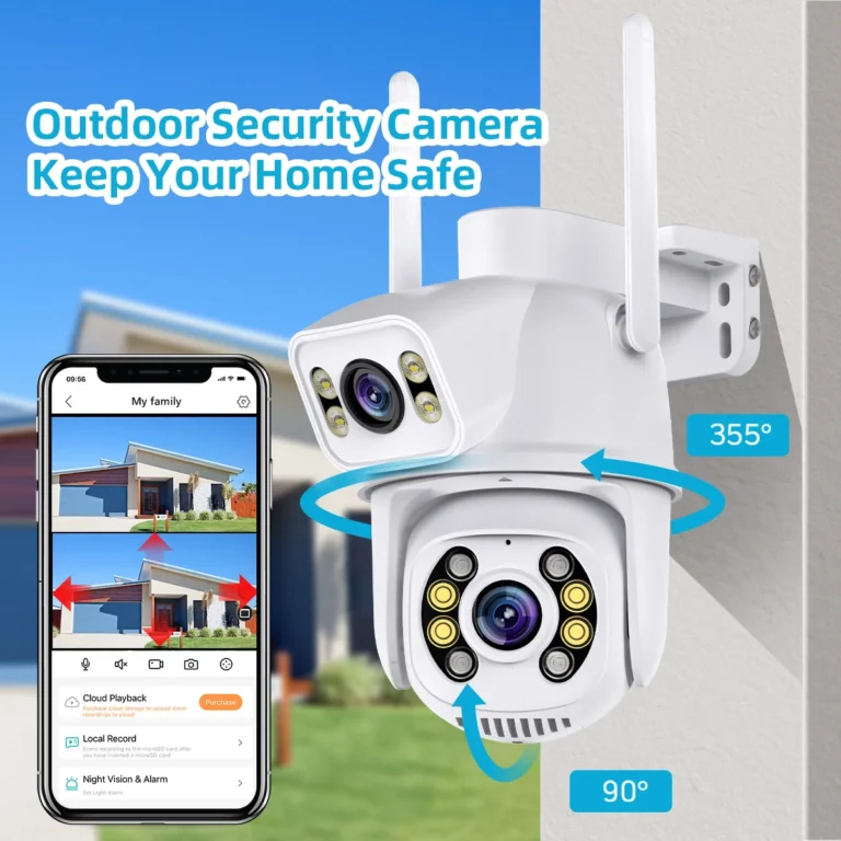 Side angle of 8MP dual lens outdoor PTZ security camera