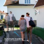 Close-up of dual lenses on outdoor wireless IP camera