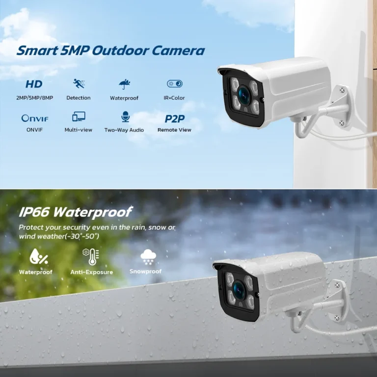 Side angle of 8MP 4K POE outdoor IP bullet camera