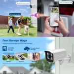 Back view of 8MP POE IP outdoor security camera with mounting bracket