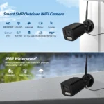 Side view of waterproof 8MP outdoor security camera