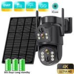 BESDER 4K solar WiFi dual lens outdoor security camera with solar panel