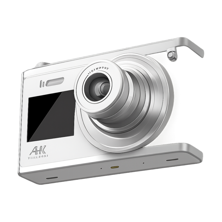 4K dual screen digital camera with telescopic lens front view