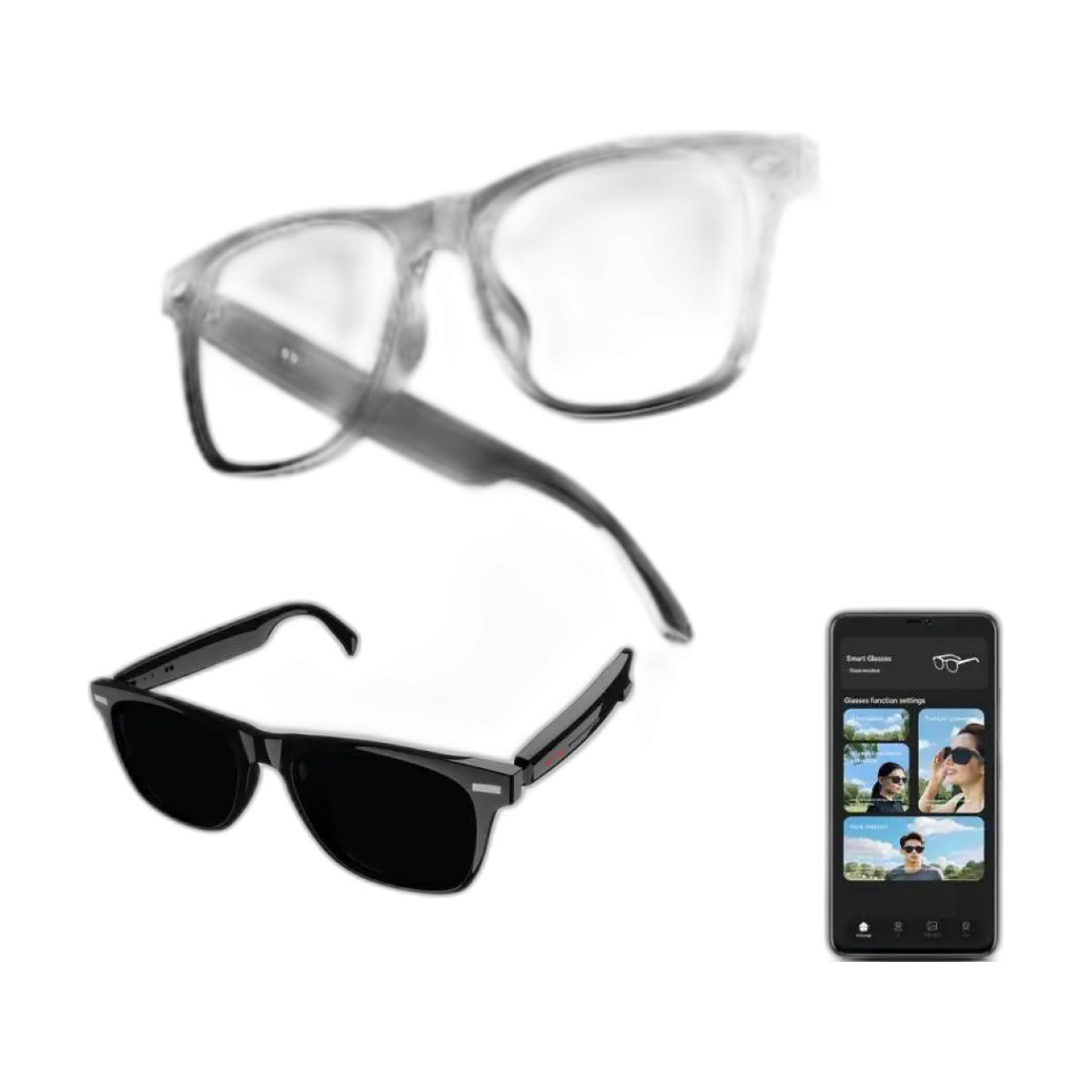 4K Smart AI Glasses 8MP Camera Recording Videos Photo Recognition Answer Translation BT Call Voice Assistant Control Smart Glass-bg-clean ANENG 4K AI Smart Glasses with 8MP camera and Bluetooth audio