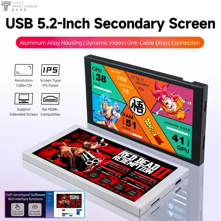 5.2 inch TURZX IPS secondary monitor front view