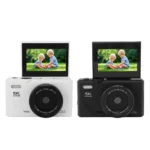 Camera with hand strap and USB cable accessories