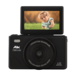 Front view of 75MP 5K digital mirrorless camera with 3-inch screen