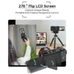 Close-up of camera lens with 12X optical zoom feature