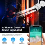 Outdoor wireless IP camera showing lens and mounting bracket