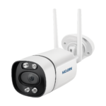 5MP outdoor WiFi IP camera front view with white bullet design