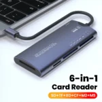 Close-up of the 6-in-1 card reader showing multiple card slots