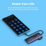 6-in-1 card reader connected to a laptop via USB cable