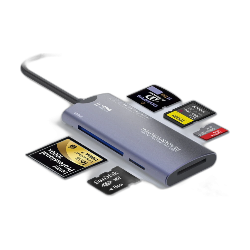 6-in-1 USB2.0 multifunctional memory card reader in space grey