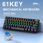 Top view of APAYADO K61 compact wired mechanical keyboard with multicolor RGB