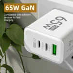 65W 3-Port GaN USB-C PD Fast Charger for Smartphones - Image 3