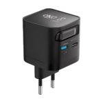 ASOMETECH 65W GaN USB Charger with retractable Type-C cable and 3 ports