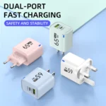 Compact 65W GaN charger showing EU plug and color options
