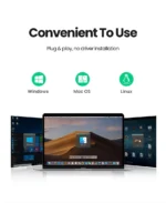 Close-up of 8-in-1 USB 3.0 card reader ports and USB cable