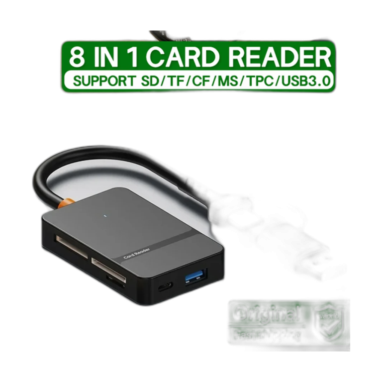 VAORLO 8-in-1 USB 3.0 card reader showing multiple card slots
