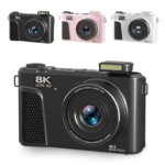 Dual battery compartments open on camera