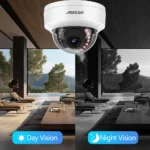 Side angle of 8MP 4K PoE outdoor metal dome IP camera