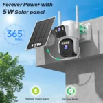 BESDER 8MP dual lens solar wifi surveillance camera side view
