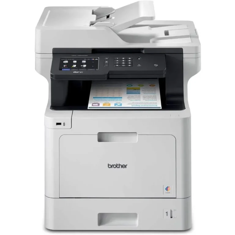 Side view of MFC-L8900CDW color laser printer with Amazon Dash Replenishment