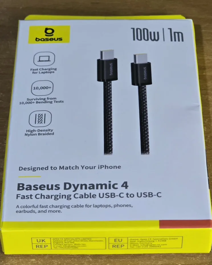 Baseus 100W Type-C to Type-C Fast Charging Cable photo review