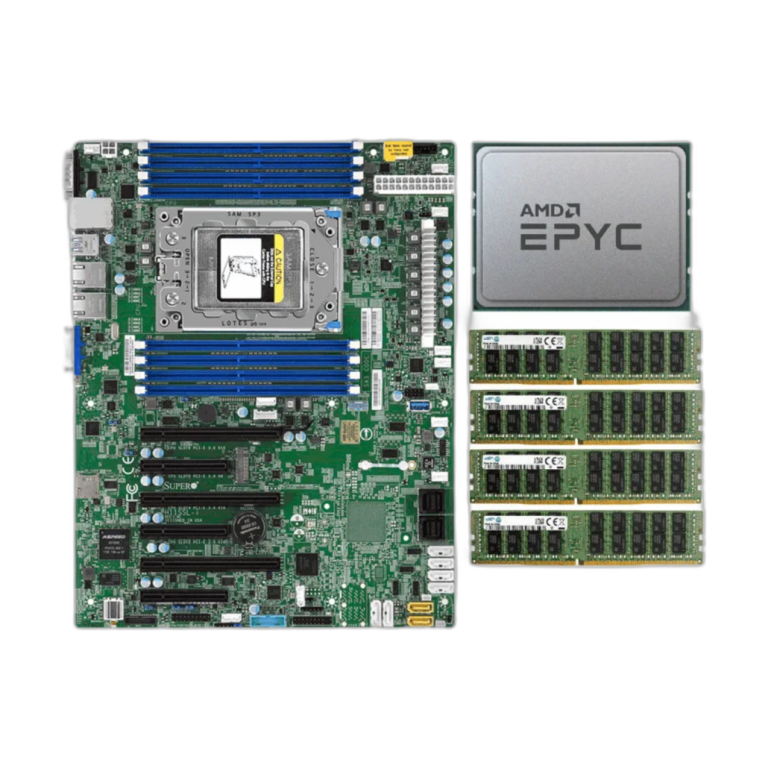 AMD EPYC 7551P CPU with Supermicro H11SSL-i motherboard and 32GB DDR4 RAM kit