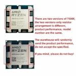 Close-up of AMD Ryzen 5 7500F processor chip