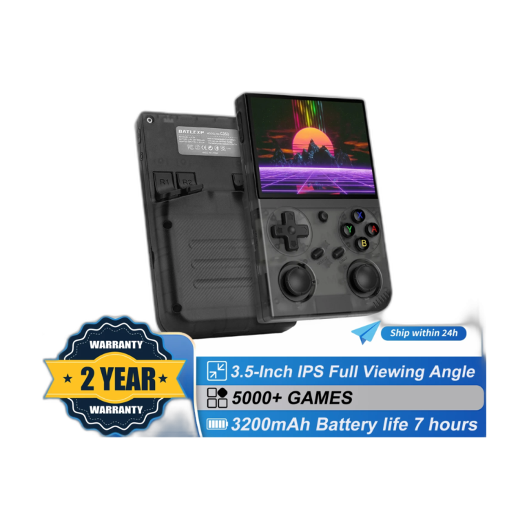 AMPOWN G350 portable handheld game console with 3.5 inch IPS screen in black