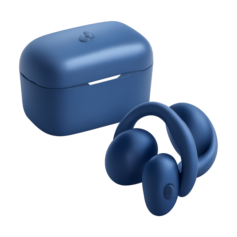 ANKER SoundCore AeroClip open ear Bluetooth earphones on white background