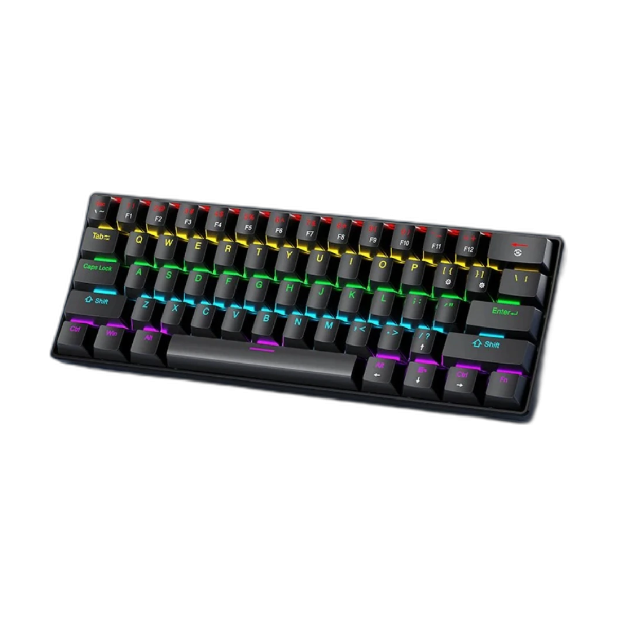 APAYADO K61 Wired Mechanical Keyboard – 60% Compact (61 Keys), RGB Backlit, Portable Design, Phantom Switches, for Gaming-bg-clean APAYADO K61 60% wired mechanical keyboard RGB backlit front view